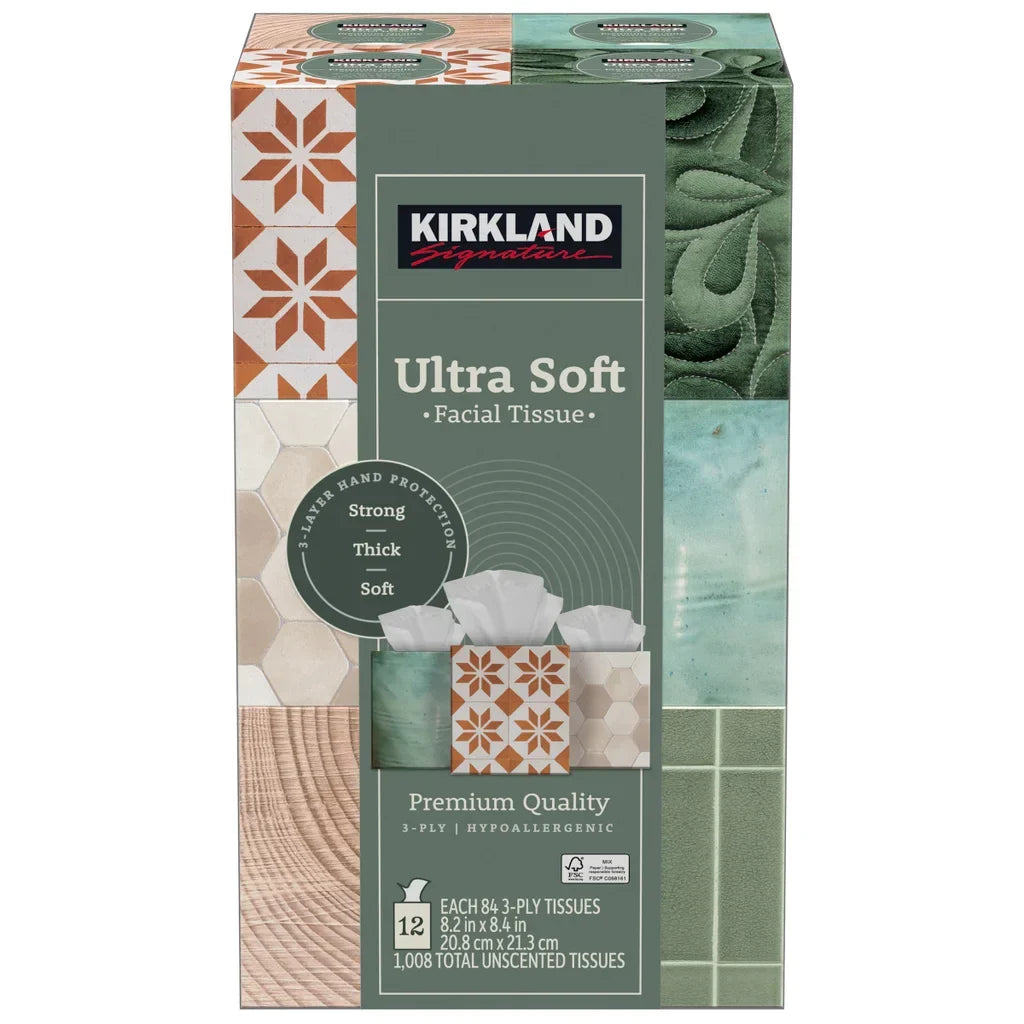 Kirkland Signature Facial Tissue, 3-Ply, 84-count, 12-pack