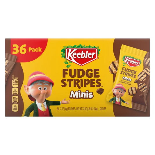 Keebler Fudge Stripes Minis Shortbread Cookies, 2 oz, 36-count