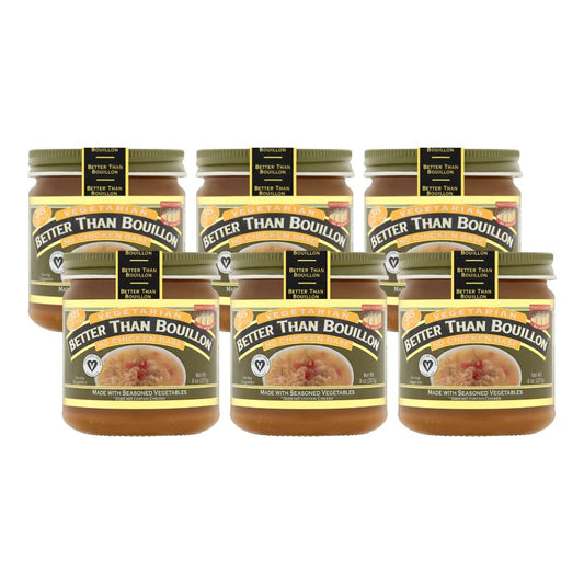 Better Than Bouillon Vegetarian No Chicken Base, Made with Seasoned Vegetables, Certified Vegan, Makes 9.5 Quarts of Broth, 38 Servings, 8 OZ Jar (Pack of 6)