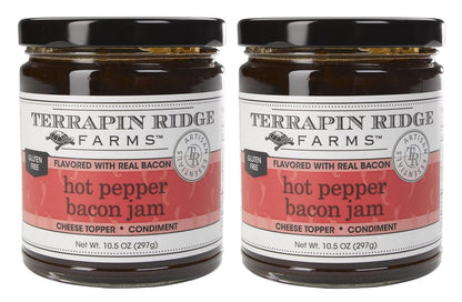 Terrapin Ridge Farms Hot Pepper Bacon Jam – Sweet & Spicy Spread with Real Bacon & Jalapeño – Gourmet Condiment for Cheese, Meats, and Appetizers – Two 10.5 oz Jar  pack of 2