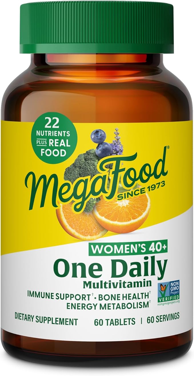 MegaFood Multivitamin for Women 40+ One Daily Womens Multivitamin - with Methylated B12, Methyl Folate, Vitamin D3, C & Zinc - Energy Metabolism, Immune Support & Bone Health, Vegetarian, 60 Tablets