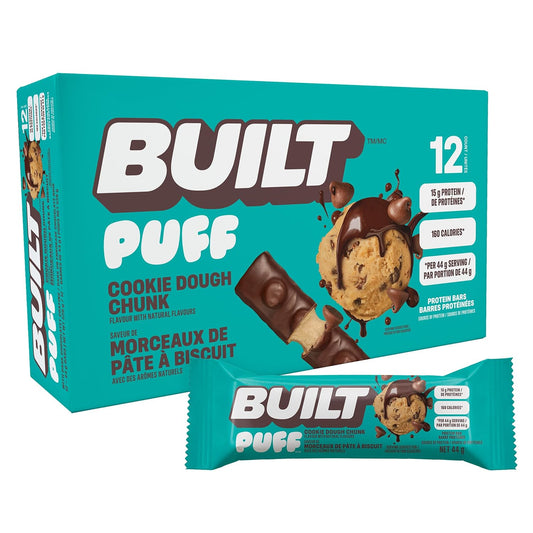 BUILT Bar Puff Protein Bars - Cookie Dough - 12 Count