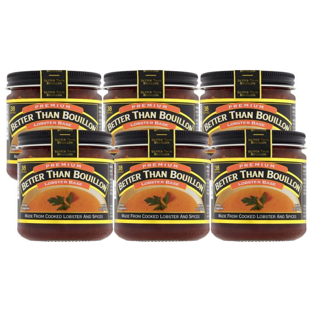 Better Than Bouillon Premium Lobster Base, Made from Select Cooked Lobster & Spices, Makes 9.5 Quarts of Broth 38 Servings, 8 Ounce (Pack of 6)