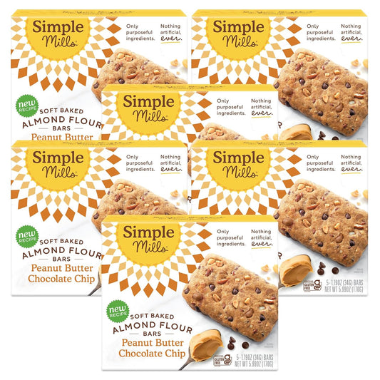 Almond Flour Snack Bars (Peanut Butter Chocolate) with Organic Coconut Oil, Chia Seeds, Sunflower Seeds, and Flax Seeds, 6oz, 6 Count