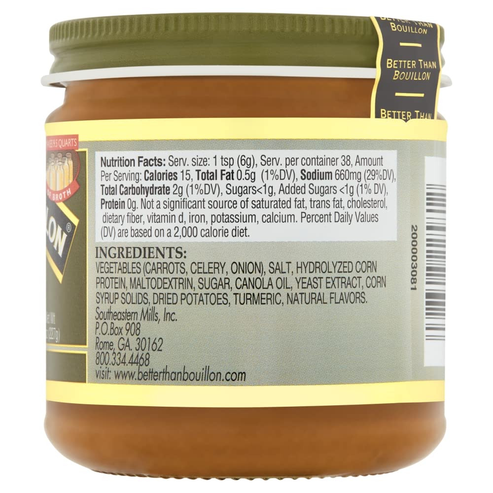 Better Than Bouillon Vegetarian No Chicken Base, Made with Seasoned Vegetables, Certified Vegan, Makes 9.5 Quarts of Broth, 38 Servings, 8 OZ Jar (Pack of 6)