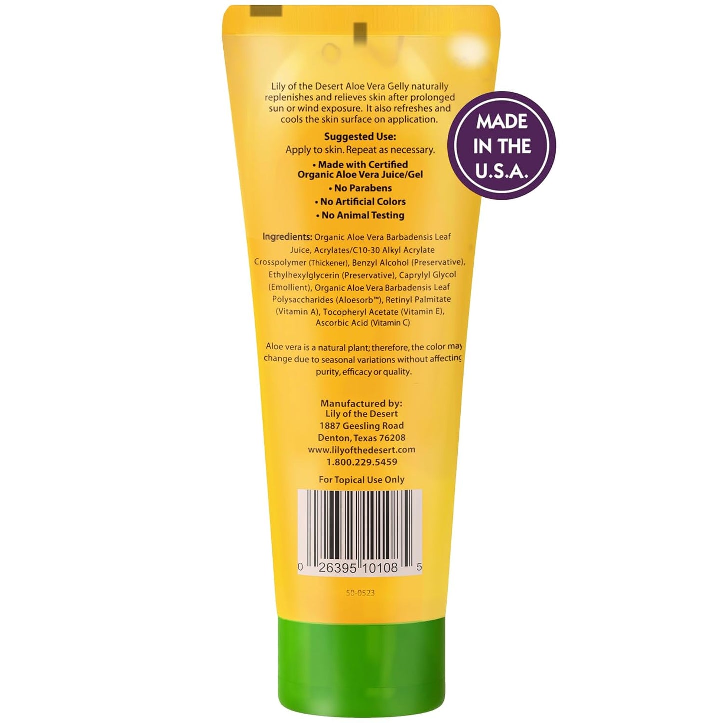 Lily Of The Desert Gelly Moisturizer - 99% Organic Aloe Vera Gel for Skin, After Sun Care with Aloe, Vitamin E Oil, and Vitamin C for Sunburn Relief, 8 Fl Oz (Pack of 2)