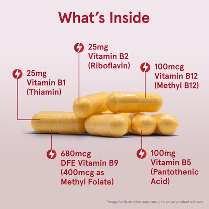 Vitamin B Complex - 100 Veggie Caps - B-Complex Formula -Cellular Energy & Metabolism Support - Supports Brain, Cellular & Cardiovascular Health - 100 Servings