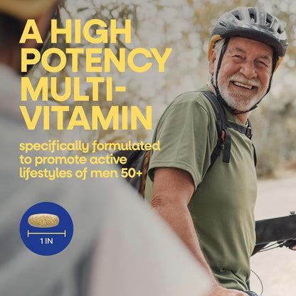 Nature's Way Alive! Men’s 50+ Daily Ultra Multivitamin, High Potency Formula, Supports Healthy Brain, Eyes & Heart*, with Methylated B12, Gluten-Free, 60 Tablets (Packaging May Vary)