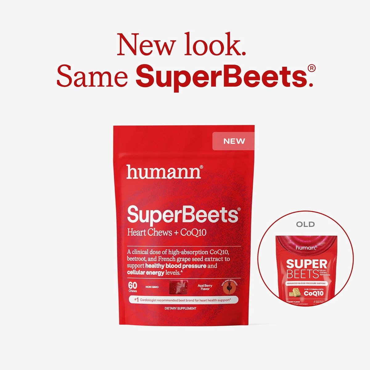 Humann SuperBeets Heart Chews + CoQ10-100mg of CoQ10 Plus Beetroot & Grape Seed Extract, Blood Pressure, Cellular Energy & Heart Health Support, 60 Count