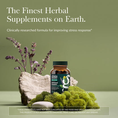 Gaia Herbs Adrenal Health Daily Support - Herbal Supplement with Ashwagandha, Holy Basil & Schisandra - Help Maintain Healthy Energy & Stress Levels* - 120 Vegan Liquid Phyto-Caps (60 Servings)