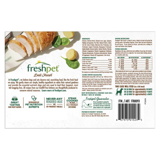 Freshpet Deli Fresh Dog Food, Chicken Recipe, 1.5 lbs, 6-rolls