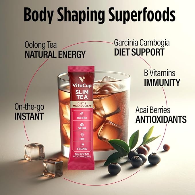 Diet Support, Oolong tea w/B Vitamins, Garcinia, Inulin & Acai, On-the-go Instant Sticks, 10 Ct