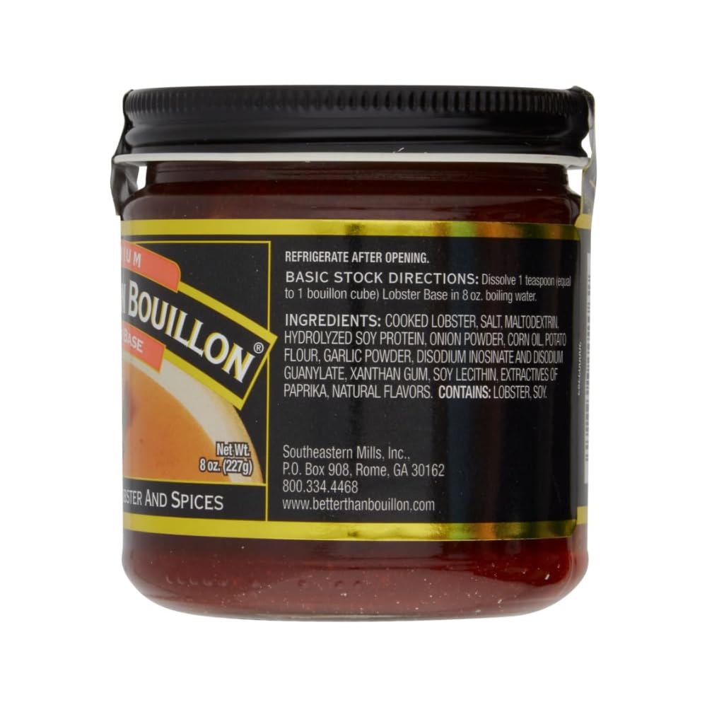 Better Than Bouillon Premium Lobster Base, Made from Select Cooked Lobster & Spices, Makes 9.5 Quarts of Broth 38 Servings, 8 Ounce (Pack of 6)