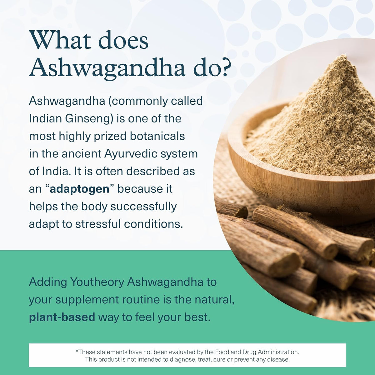 Youtheory Ashwagandha + GABA - Adaptogenic Blend with Organic KSM-66 & Ginger - Aids Stress Relief & Mood* - Supports Energy Levels* - 60 Vegetarian Capsules (30-Day Supply