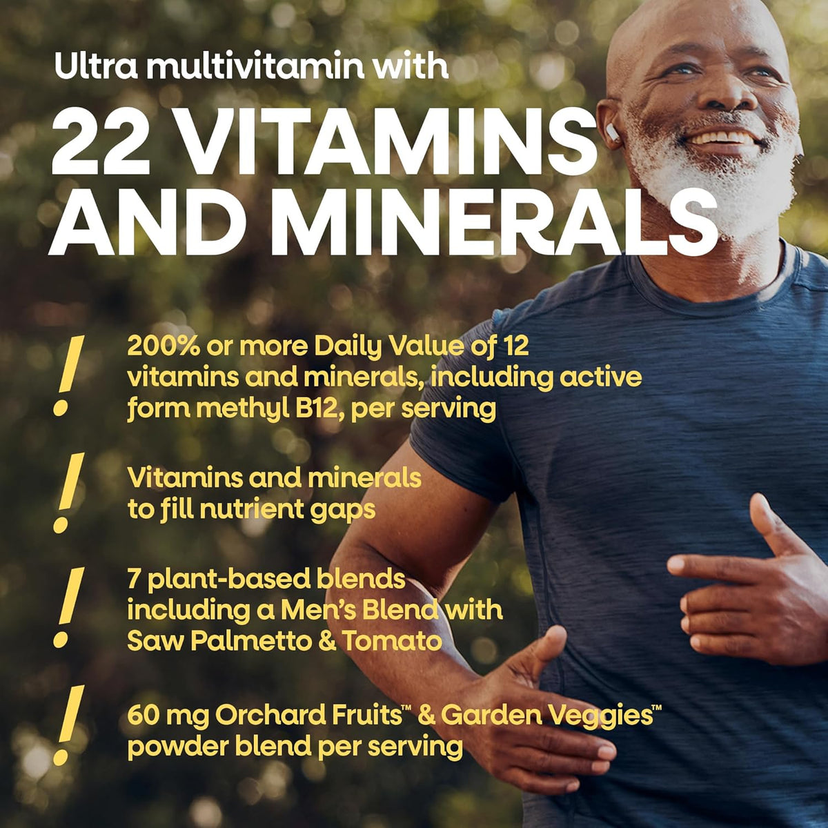 Nature's Way Alive! Men’s 50+ Daily Ultra Multivitamin, High Potency Formula, Supports Healthy Brain, Eyes & Heart*, with Methylated B12, Gluten-Free, 60 Tablets (Packaging May Vary)