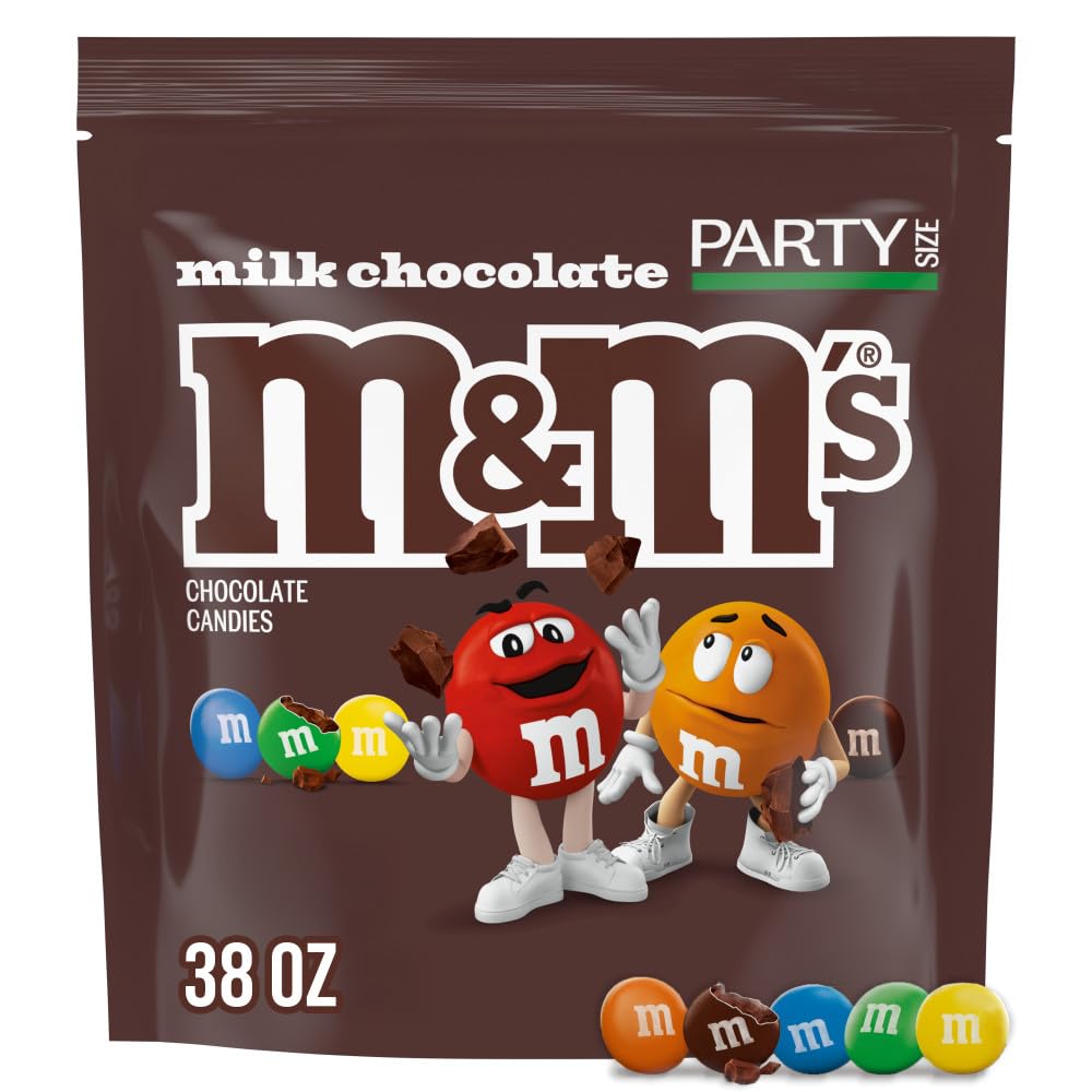 M&M'S Milk Chocolate Candy, Party Size, 2.4 lb | 38 oz Pack of 2