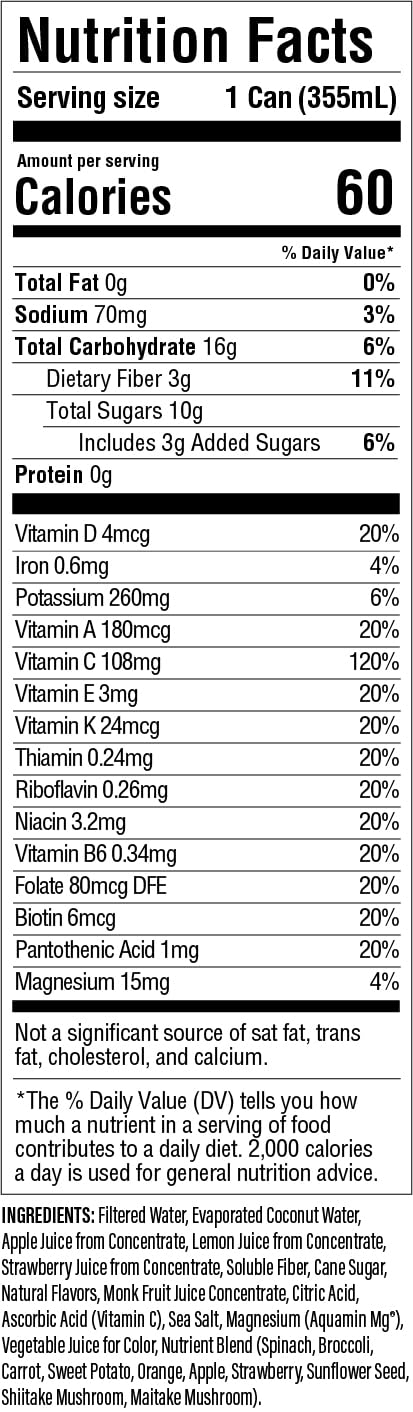 GREATER THAN Hydration for Her - Nutrient Enhanced Coconut Water Electrolyte Beverage with Real Fruit, Plant-Based Vitamins & Fiber, Clean Functional Hydration, Strawberry Lemonade, 12 oz (12 Pack)
