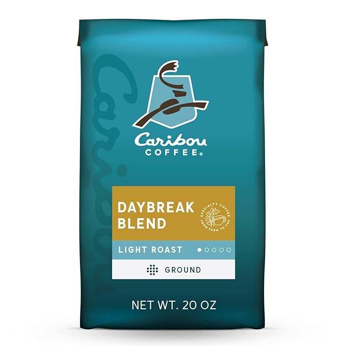 Caribou Coffee, Light Roast Ground Coffee - Daybreak Morning Blend 20 Ounce Bag (6 Pack)