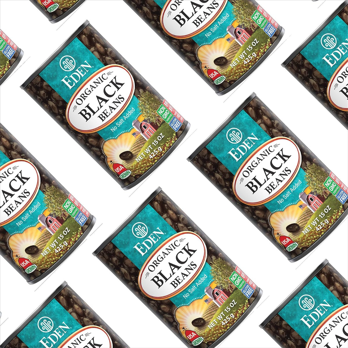 Eden Organic Black Beans, 15 oz Can (12-Pack Case) , No Salt Added, Non-GMO, U.S Grown, Heat and Serve, Macrobiotic, Turtle Beans, Frijol Negro, Caviar Criollo