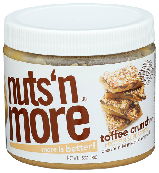 Nuts ‘N More Toffee Crunch Peanut Butter Spread - High Protein, Low Carb, Low Sugar, Gluten Free, Non-GMO, All-Natural Nut Butter Snack (15oz Jar)