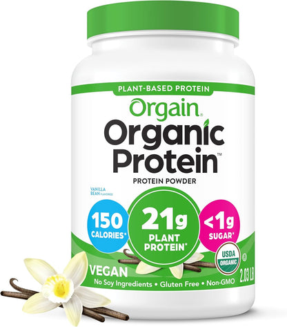 Orgain Organic Vegan Protein Powder, Vanilla Bean (Pack of 2) 2lb &1lb