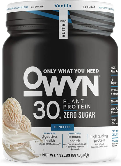 Owyn Only What You Need Pro Elite High Protein Powder Vanilla ,12 Servings (Pack of 2) 1.32 LB