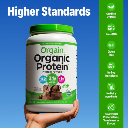 Orgain Organic Vegan Protein Powder, Creamy Chocolate Fudge