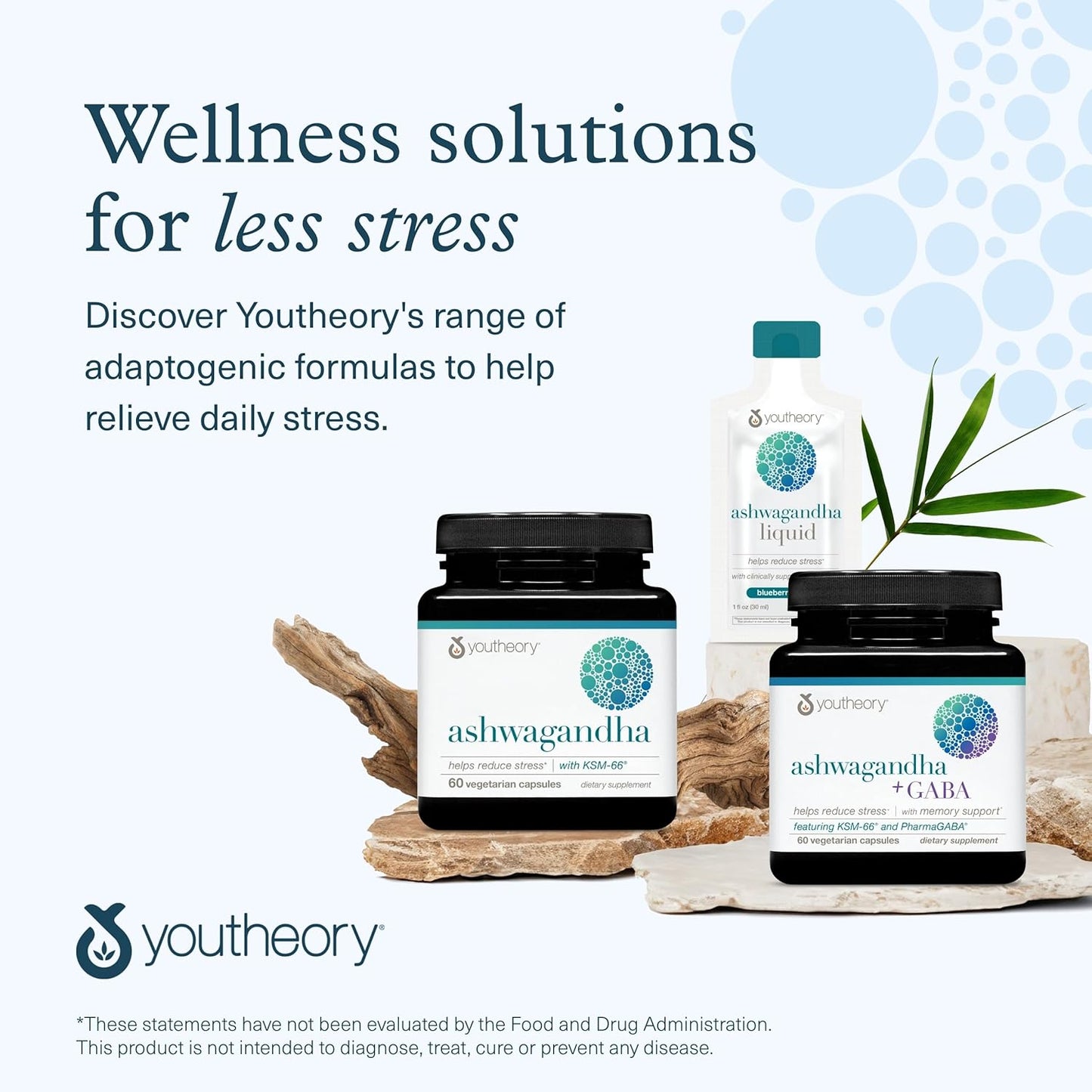 Youtheory Ashwagandha - with Organic KSM-66 Ashwagandha - Herbal Blend to Support Stress Relief & Energy Levels* - Helps Support Mood* - 60 Vegetarian Capsules (30-Day Supply)