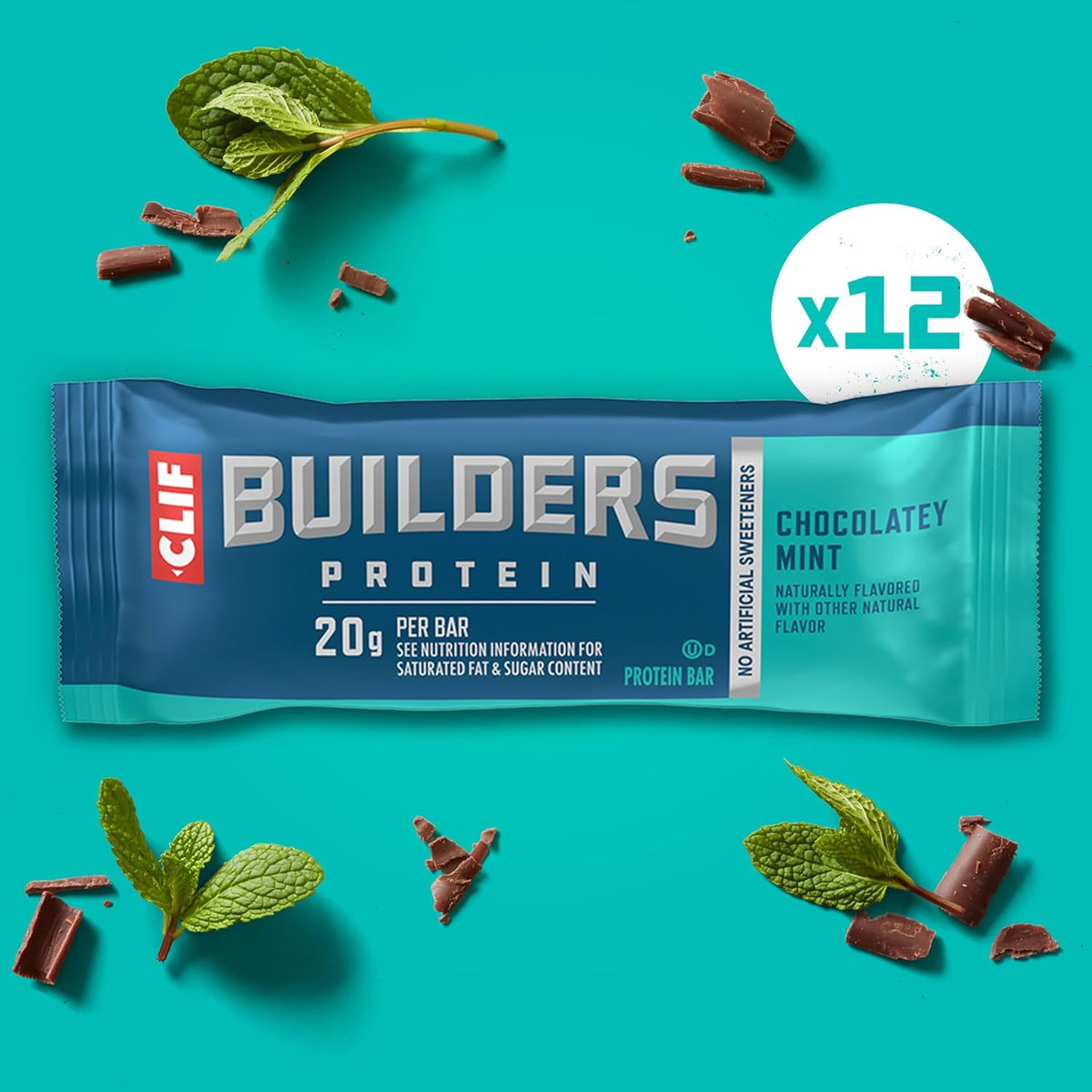 BUILDERS Protein Bar, Chocolate Mint 2.4 oz 12 Pack