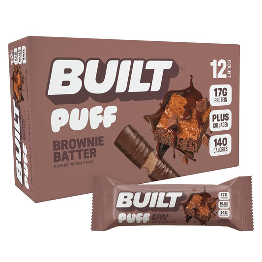 BUILT Bar Puff Protein Bars - Brownie Batter 12 Count
