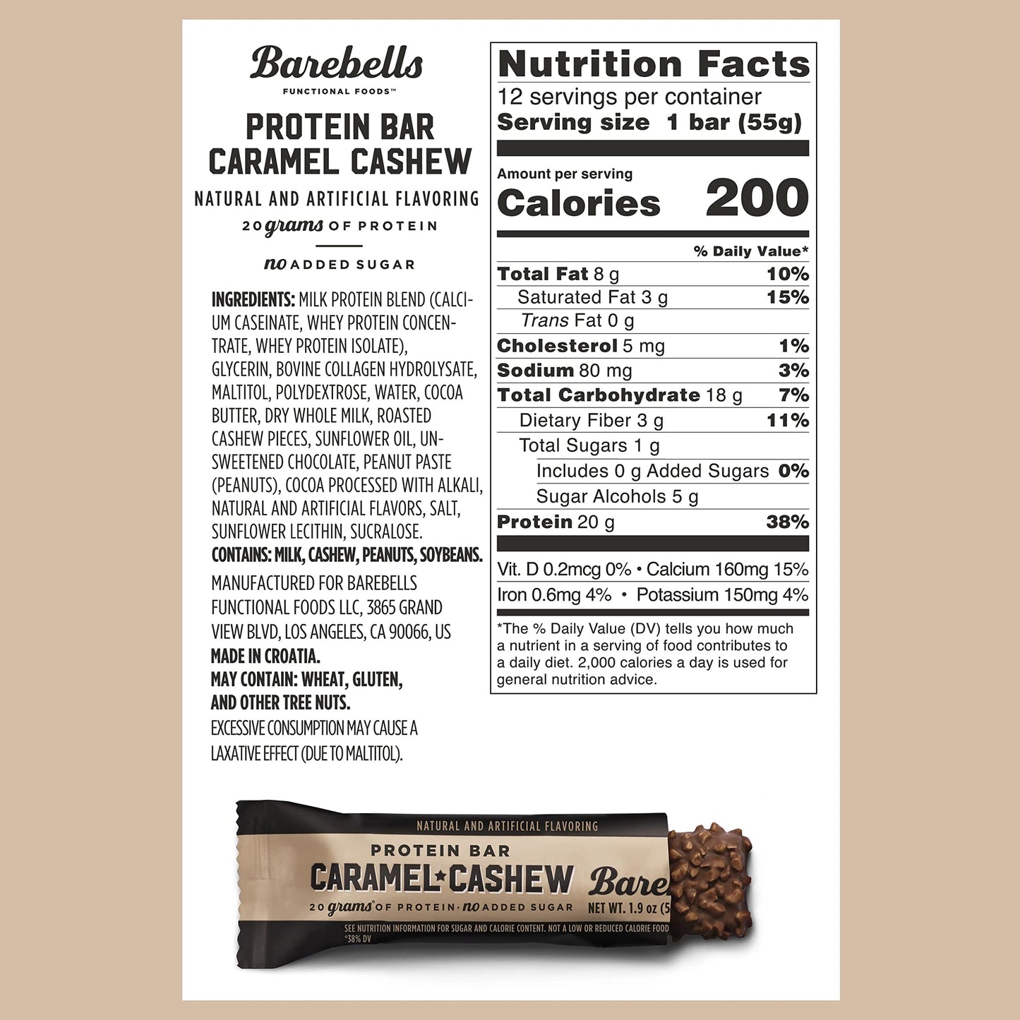 Barebells Caramel Cashew | Protein Bar | Pack of 12