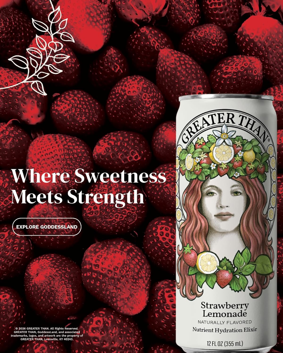 GREATER THAN Hydration for Her - Nutrient Enhanced Coconut Water Electrolyte Beverage with Real Fruit, Plant-Based Vitamins & Fiber, Clean Functional Hydration, Strawberry Lemonade, 12 oz (12 Pack)