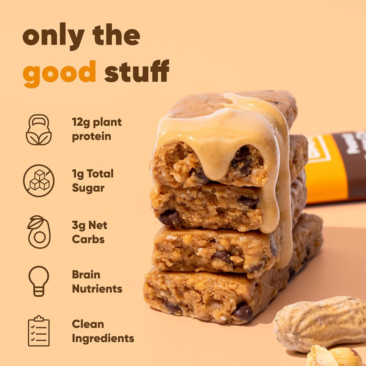 IQBAR Clean Plant Protein Bars - Peanut Butter Chip - 12 Count