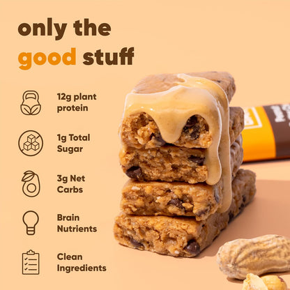 IQBAR Clean Plant Protein Bars - Peanut Butter Chip - 12 Count