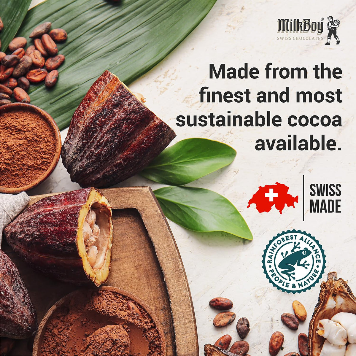 Milkboy Swiss Chocolates Chocolate Bars - Premium Swiss Alpine Milk Chocolate - Smooth European Milk Chocolates Gift - Sustainably Farmed Cocoa - Gluten Free - 3 oz, Pack 2