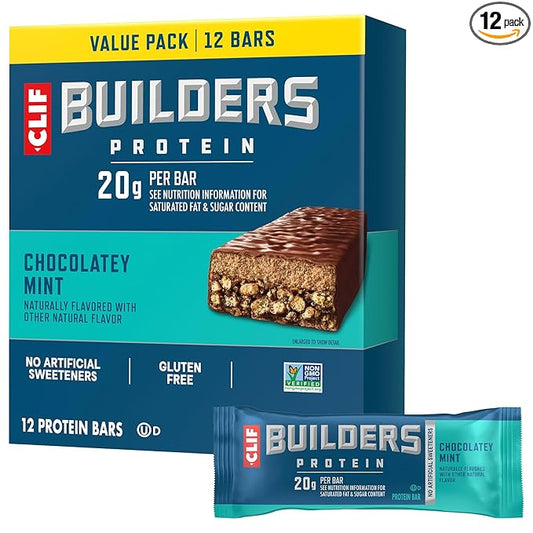 BUILDERS Protein Bar, Chocolate Mint 2.4 oz 12 Pack