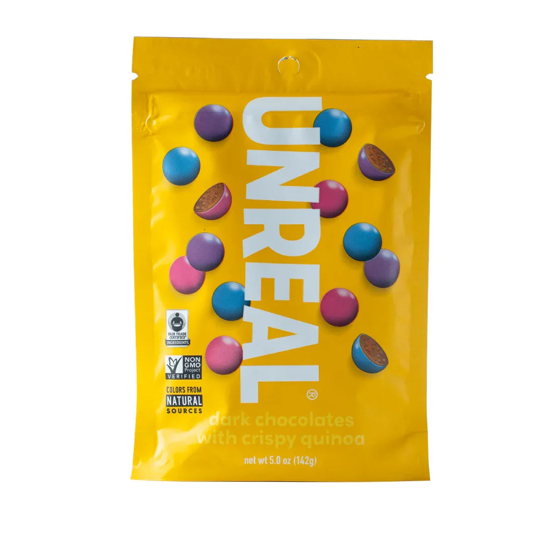Unreal Crispy Quinoa Chocolate Gems Dark Chocolate, 5 Oz Pack of 12