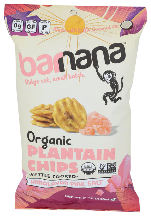 Barnana - Organic Plantain Chips, Himalayan Pink Salt, Healthy Snack Made With 100% Coconut Oil, Non-GMO, Potato Chip Alternative, Zero Sugar, Paleo, Grain-Free, USDA Organic, Vegan (5 oz, 6-Pack)