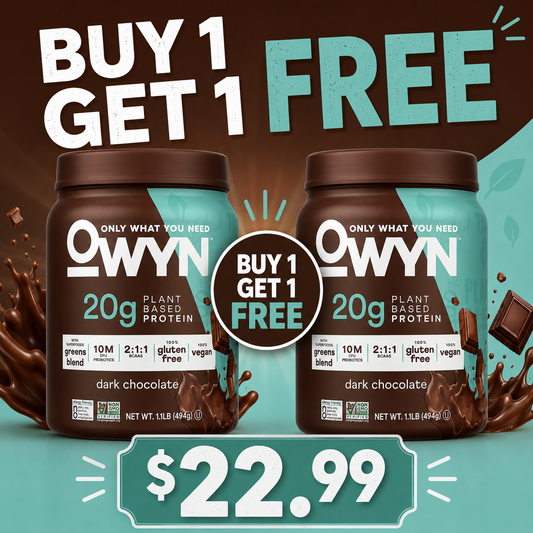 OWYN Only What You Need Plant-Based Protein Powder, Dark Chocolate, 1.17 lbs (Pack of 2)