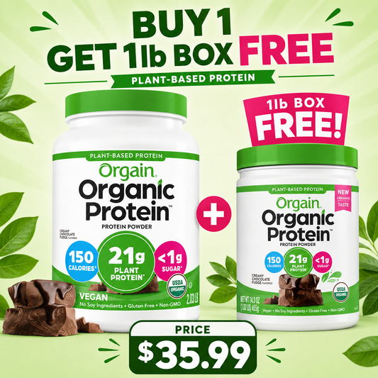 Orgain Organic Vegan Protein Powder, Creamy Chocolate Fudge (Pack of 2) 2lb & 1lb