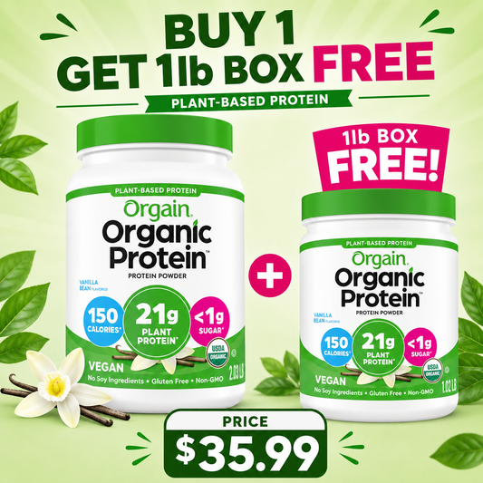 Orgain Organic Vegan Protein Powder, Vanilla Bean (Pack of 2) 2lb &1lb