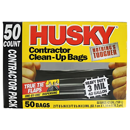 Husky Contractor Trash Bags, 42 Gallon 50 Count