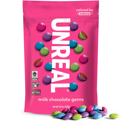 UNREAL Milk Chocolate Gems, 5 oz Pack of 12
