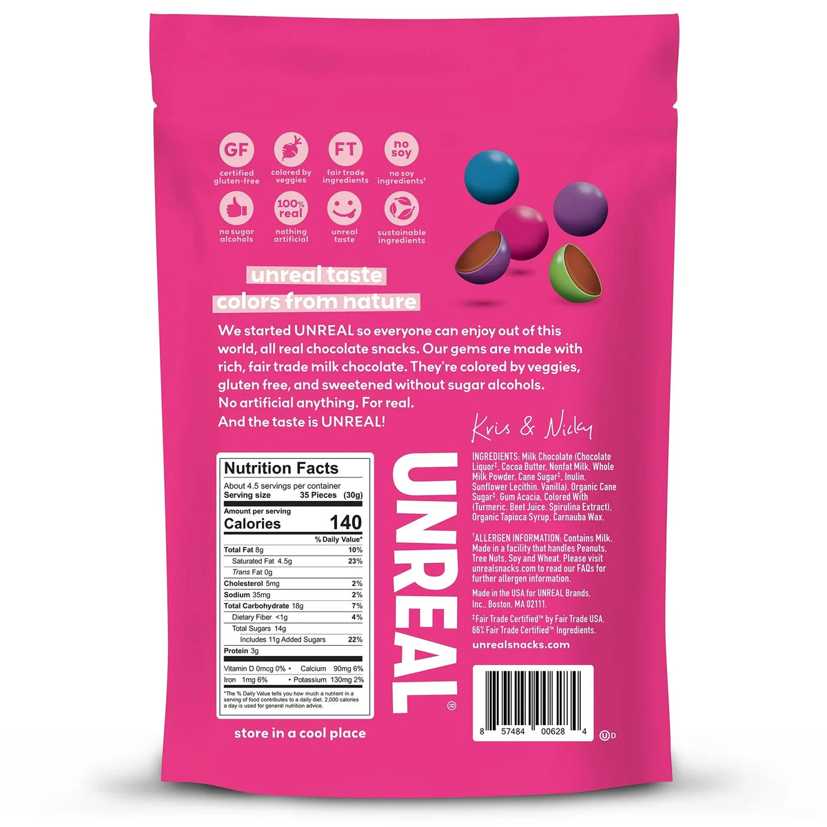 UNREAL Milk Chocolate Gems, 5 oz Pack of 12