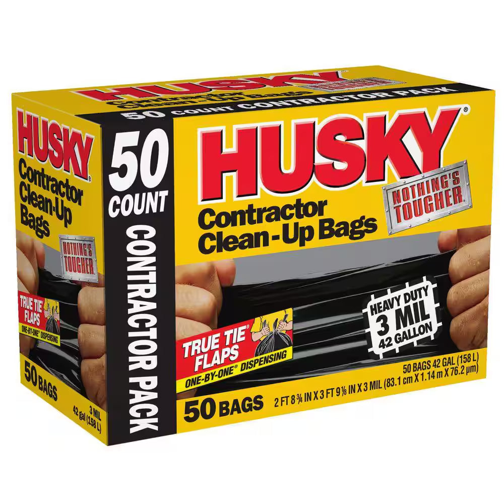 Husky Contractor Trash Bags, 42 Gallon 50 Count