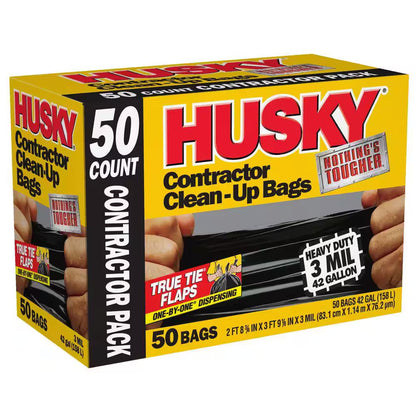 Husky Contractor Trash Bags, 42 Gallon 50 Count
